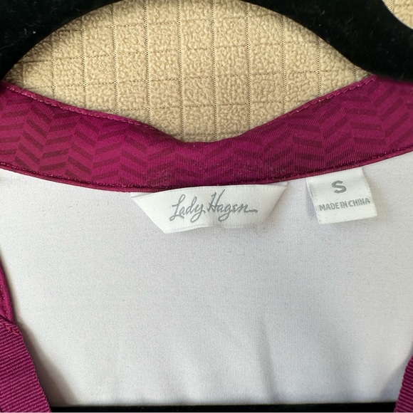 Lady Hagen Women’s Printed V Neck Short Sleeve Golf Polo Stretch Berry Size S - Picture 6 of 12